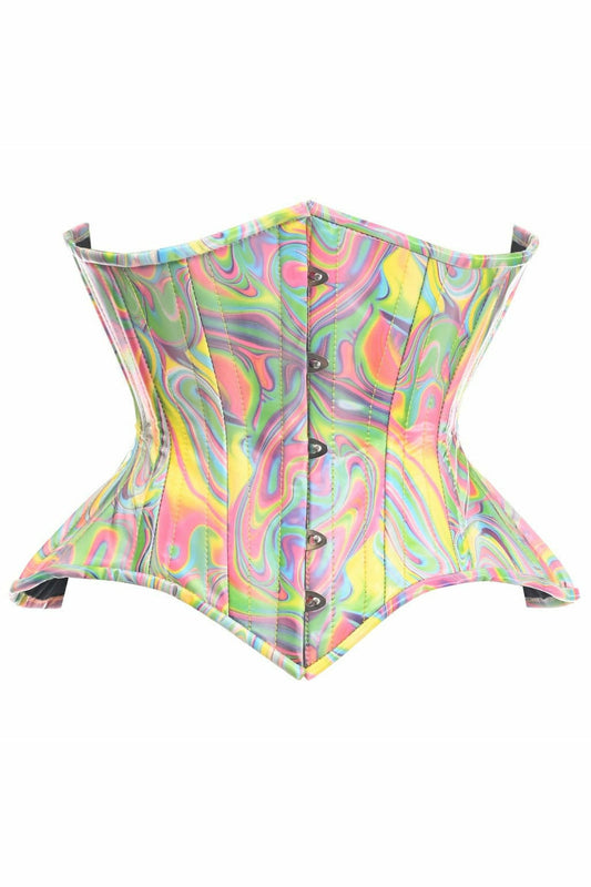 Daisy TD-1845 Retro Swirl Steel Boned Curvy Cut Underbust Cincher Corset