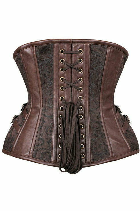 Daisy Brown Brocade Steampunk Steel Boned Underbust Corset
