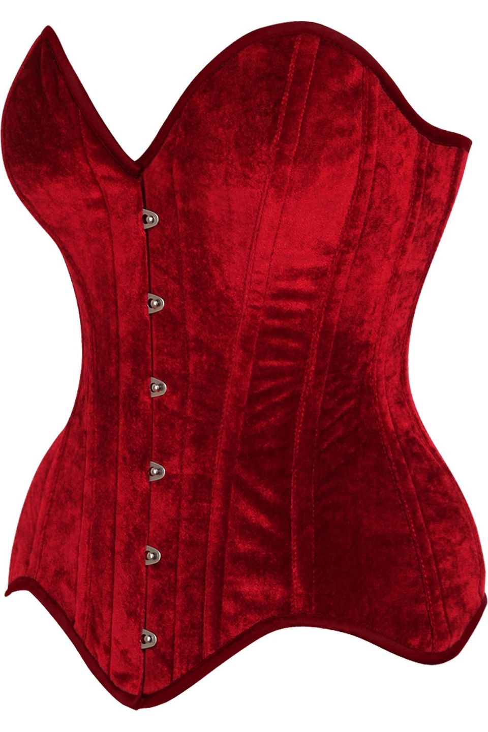 Daisy TD-187 Dark Red Velvet Steel Boned Overbust Corset
