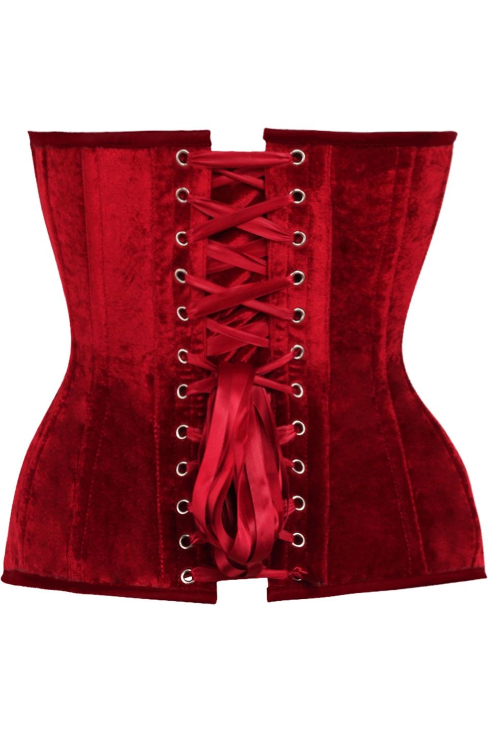 Daisy TD-187 Dark Red Velvet Steel Boned Overbust Corset