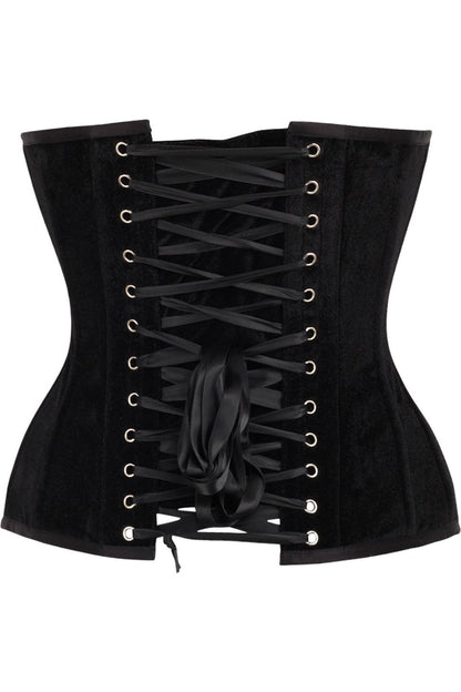 Daisy TD-188 Black Velvet Steel Boned Overbust Corset