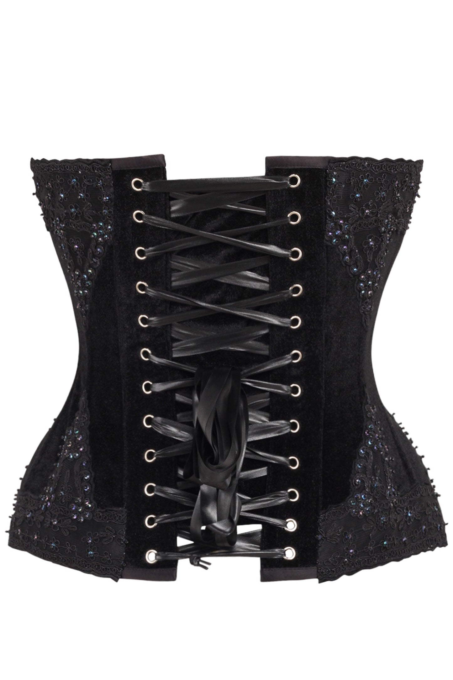 Daisy TD-221 Black Velvet & Beaded Steel Boned Overbust Corset