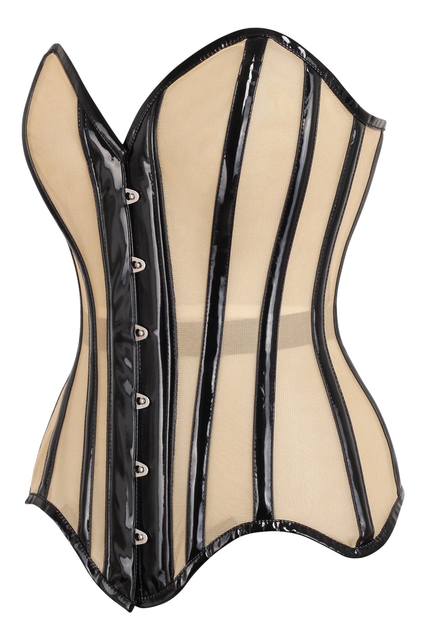 Daisy TD-225 Nude Mesh & Black Patent Steel Boned Corset