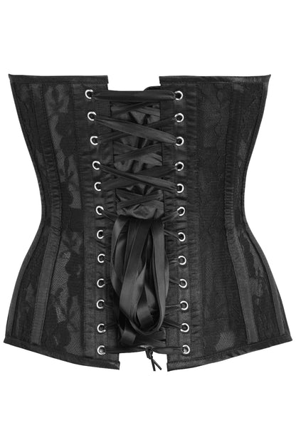 Daisy TD-226 Black Sheer Mesh Net & Lace Steel Boned Overbust Corset