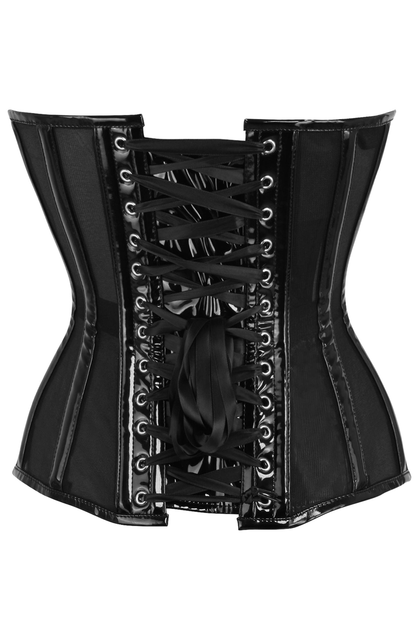 Daisy TD-228 Black Mesh Net w/Patent Steel Boned Overbust Corset