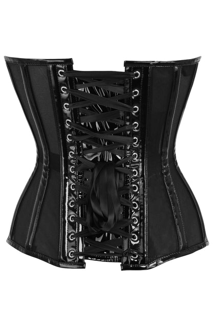 Daisy TD-228 Black Mesh Net w/Patent Steel Boned Overbust Corset