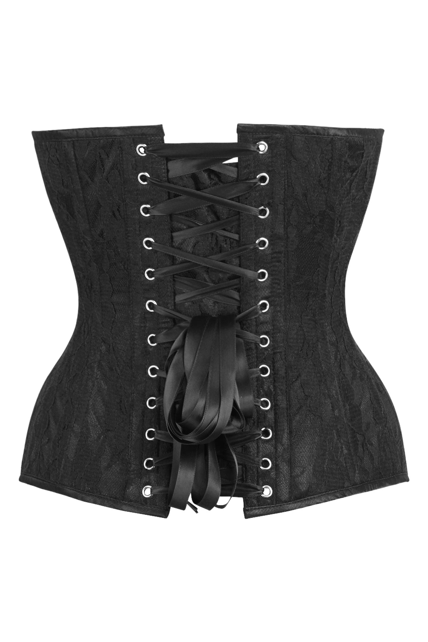 Daisy TD-229 Black Satin w/Black Lace Overlay Steel Boned Overbust Corset