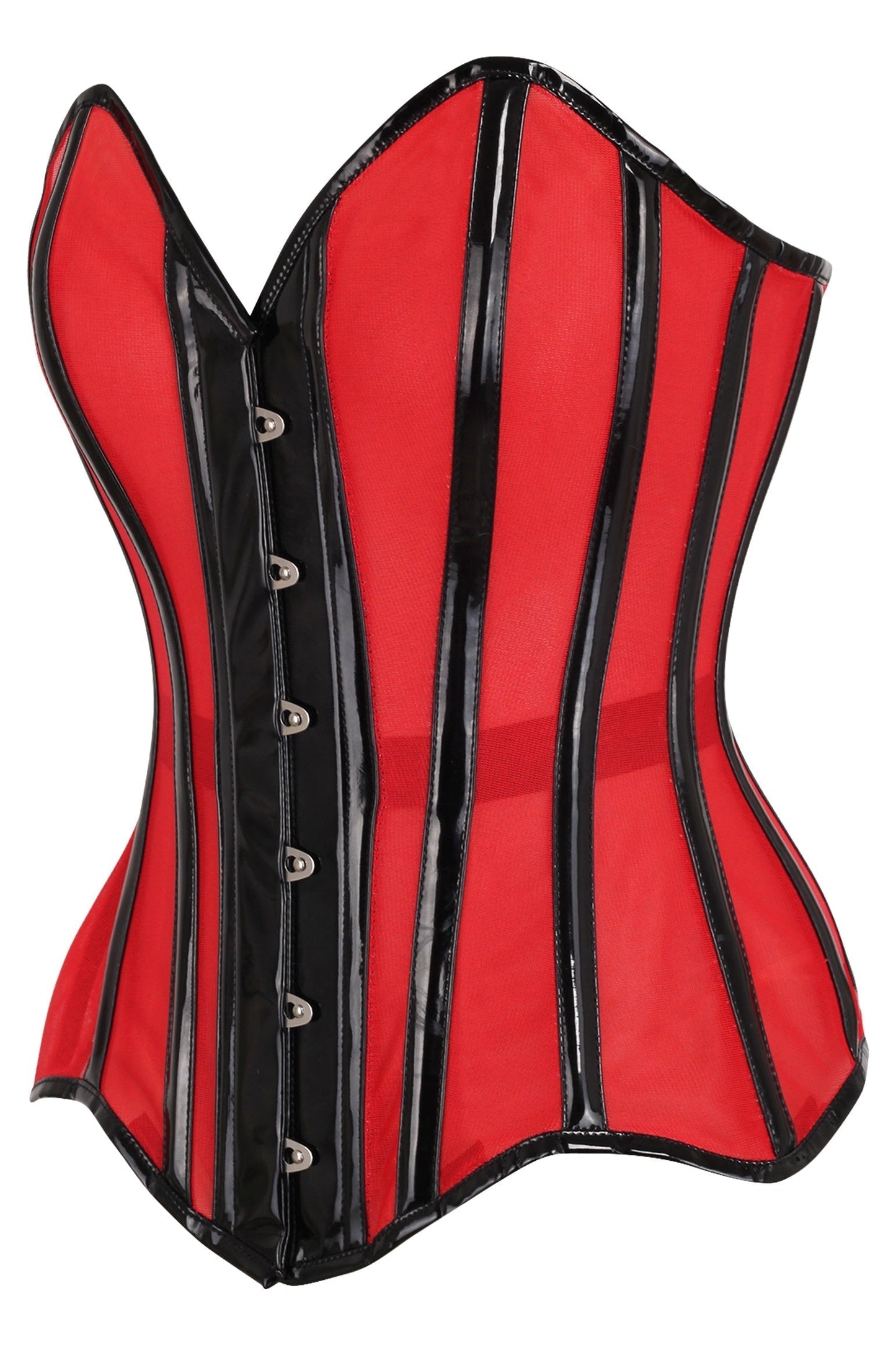 Daisy TD-231 Red Mesh Net w/Patent Steel Boned Overbust Corset