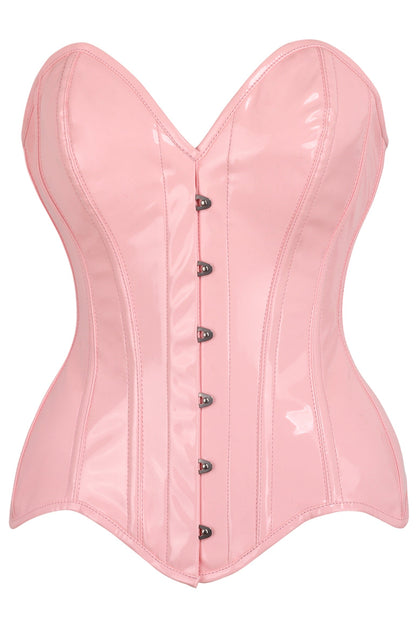 Daisy TD-232 Lt Pink Patent Leather Steel Boned Overbust Corset