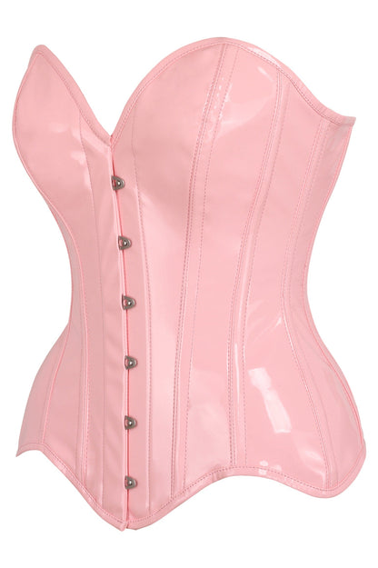Daisy TD-232 Lt Pink Patent Leather Steel Boned Overbust Corset