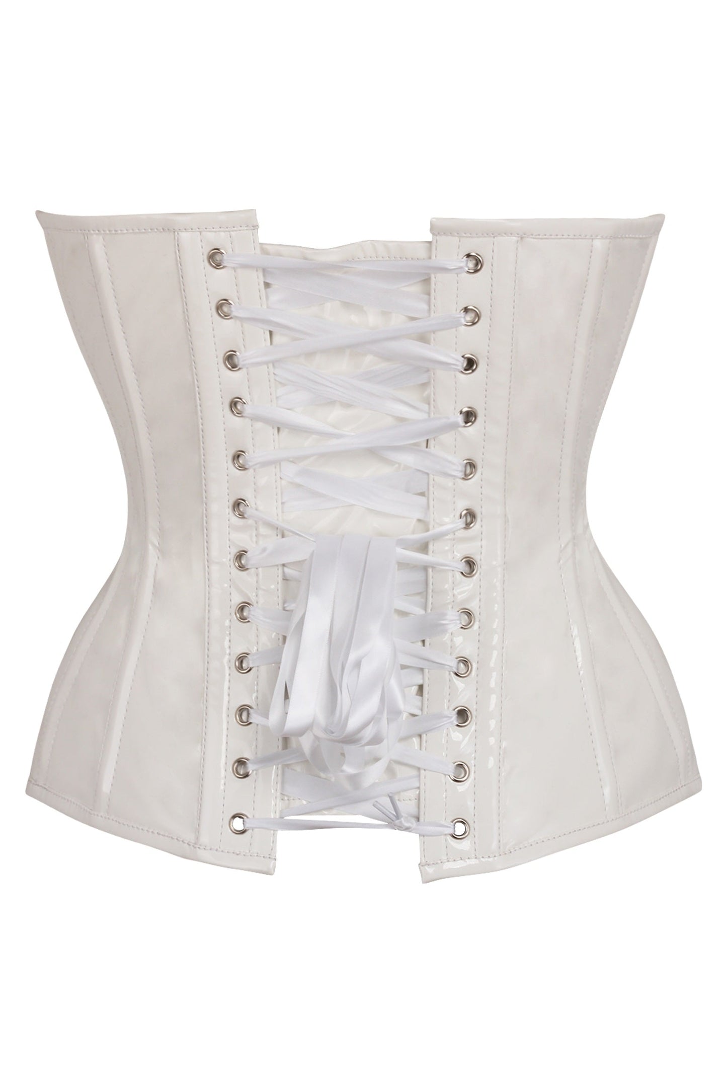 Daisy TD-233 White Patent Leather Steel Boned Overbust Corset