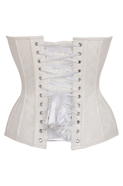Daisy TD-233 White Patent Leather Steel Boned Overbust Corset