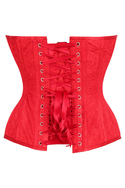 Daisy TD-236 Red Satin w/Red Lace Overlay Steel Boned Overbust Corset