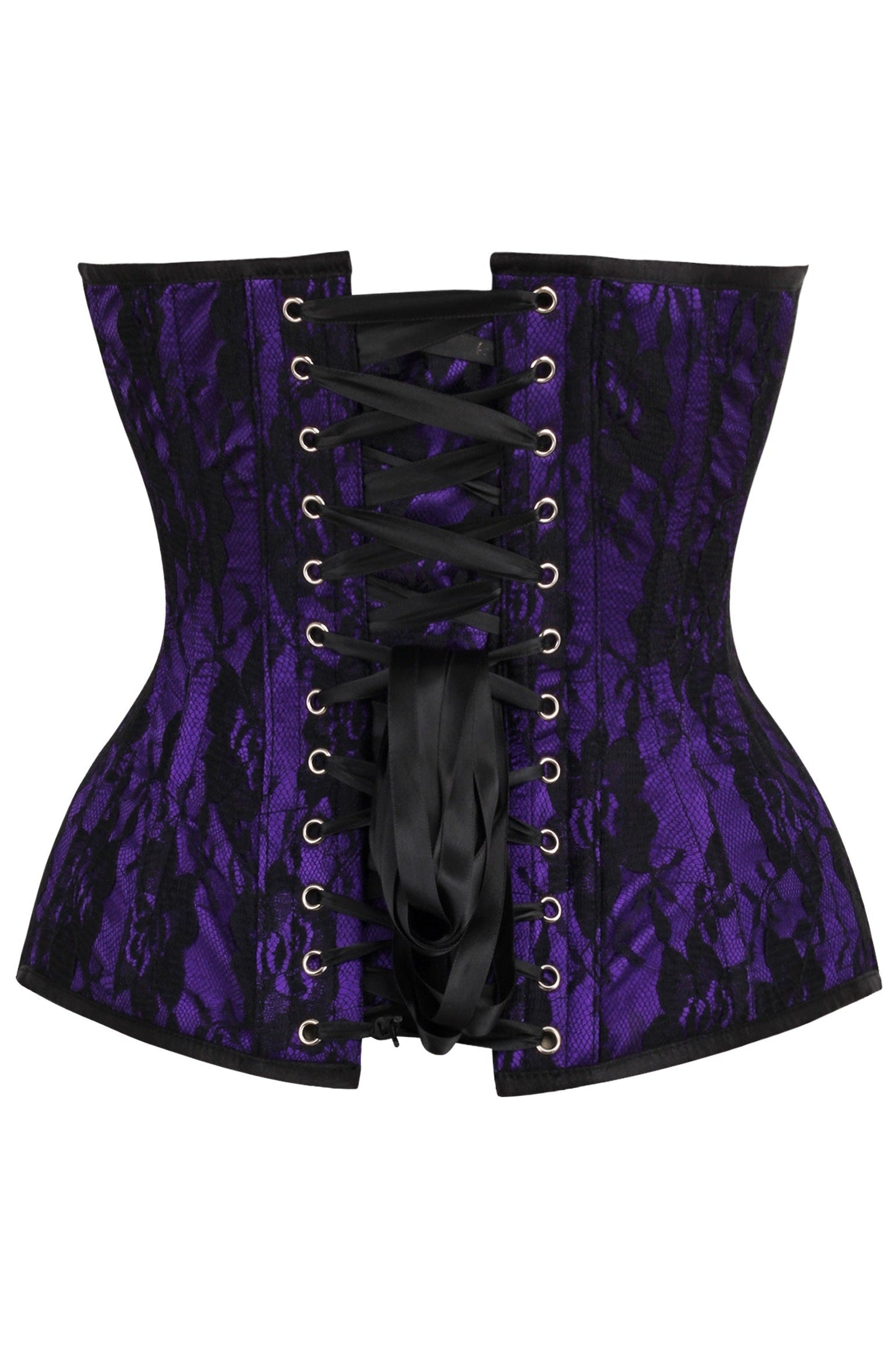 Daisy TD-238 Purple Satin w/Black Lace Overlay Steel Boned Overbust Corset