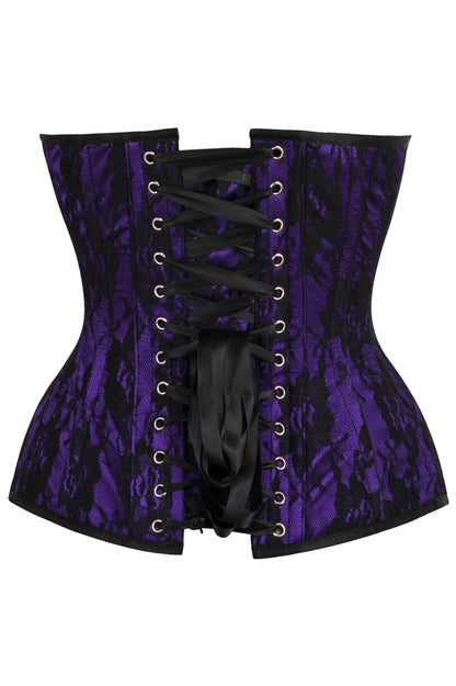 Daisy TD-238 Purple Satin w/Black Lace Overlay Steel Boned Overbust Corset