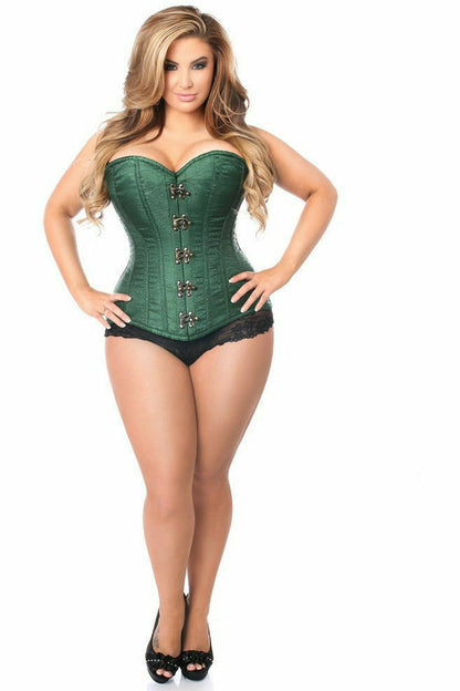 Daisy Dark Green Brocade Steel Boned Corset w/Clasp Closure TD-244