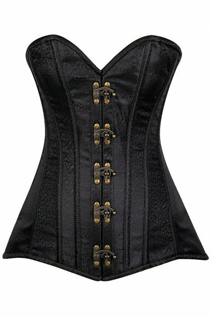 Daisy Black Brocade Steel Boned Corset w/Clasp Closure TD-247