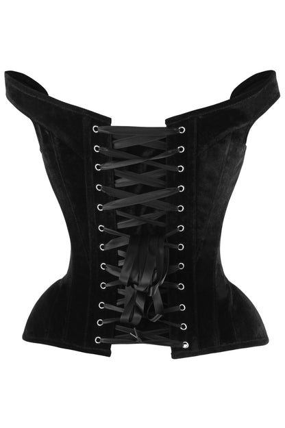Daisy Black Velvet Steel Boned Corset w/Straps