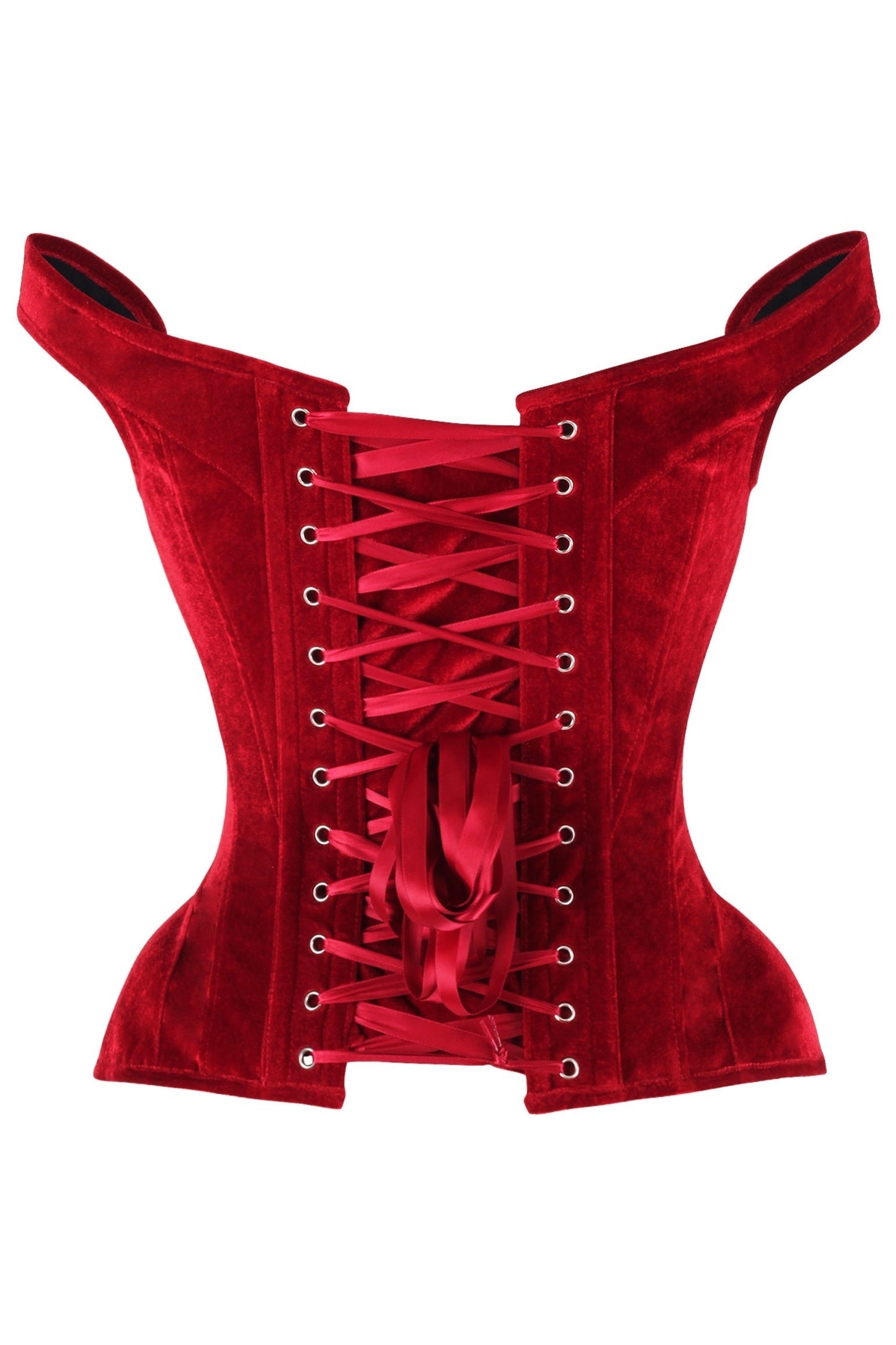 Daisy Dark Red Velvet Steel Boned Corset w/Straps
