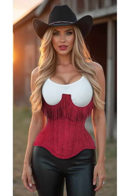 Daisy Steel Boned Suede Underwire Underbust Corset Cincher w/Fringe