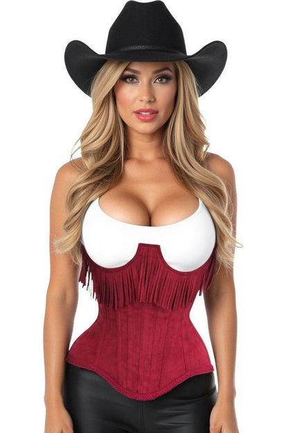 Daisy Steel Boned Suede Underwire Underbust Corset Cincher w/Fringe