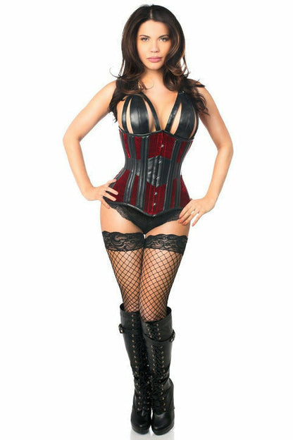 Daisy Red Velvet Steel Boned Underbust Corset TD-500