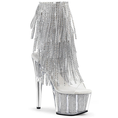 Pleaser Adore-1017SRS Lace-Up Back Fringe Ankle Boot