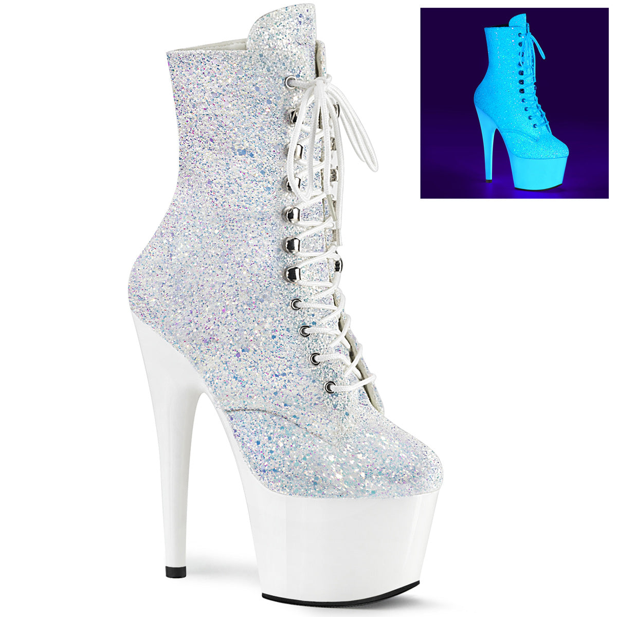 Pleaser Stripper Boots Adore-1020LG Front Lace-Up Sexy Ankle Boot