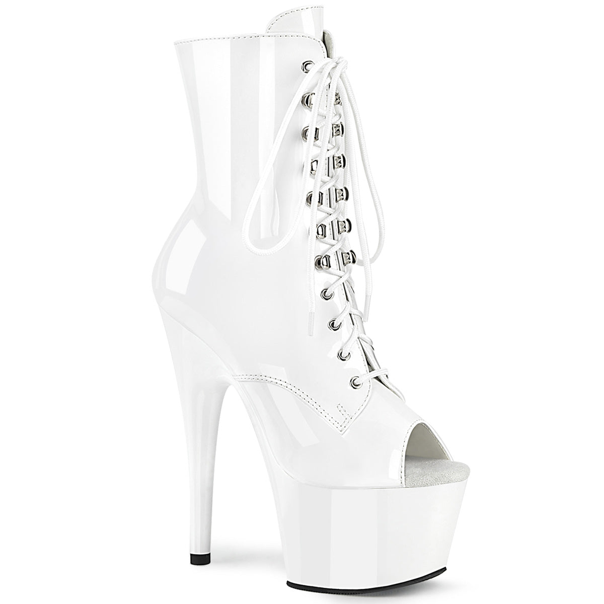 Pleaser Adore-1021 Peep Toe Lace Up Ankle Boot