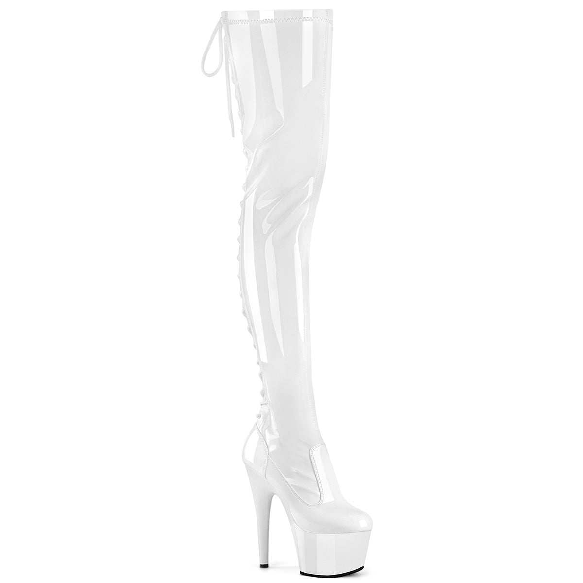 Pleaser Adore-3850 Stretch Lace-Up Back Thigh High Boot