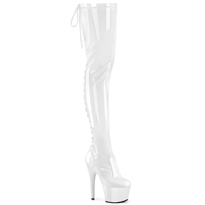 Pleaser Adore-3850 Stretch Lace-Up Back Thigh High Boot