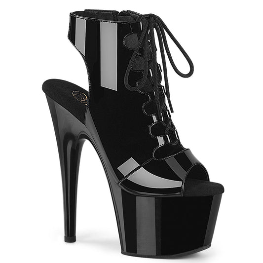 Pleaser Adore-700-20 Open Heel/Toe Lace-Up Front Bootie
