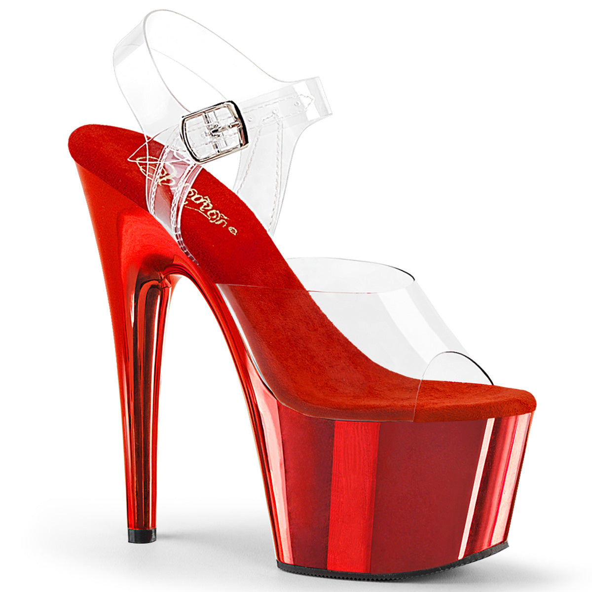 *Pleaser Adore-708 Ankle Strap Sandal W/Chrome Plated Bottom