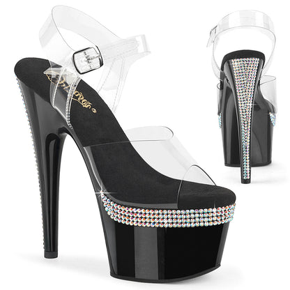 Pleaser Adore-708PHRS Ankle Strap Sandal W/AB Rhinestones