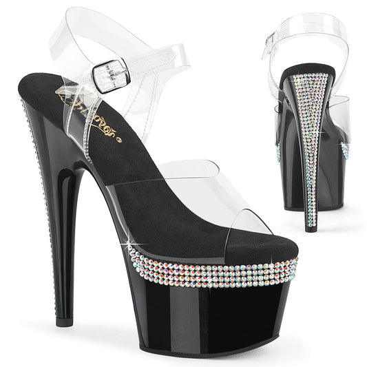 Pleaser Adore-708PHRS Ankle Strap Sandal W/AB Rhinestones
