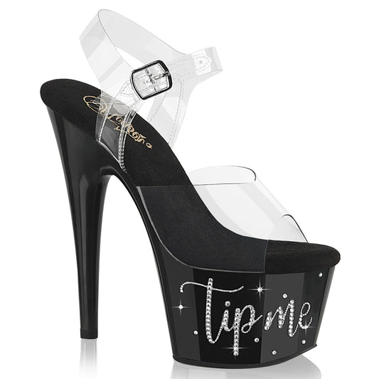 Pleaser Adore-708Tip-02 Ankle Strap Sandal W/Rhinestones