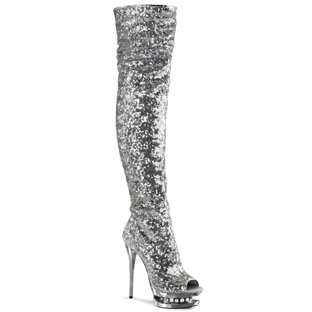 Pleaser Blondie-R-3011 Open Toe Thigh High Boot