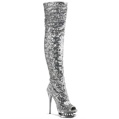 Pleaser Blondie-R-3011 Open Toe Thigh High Boot