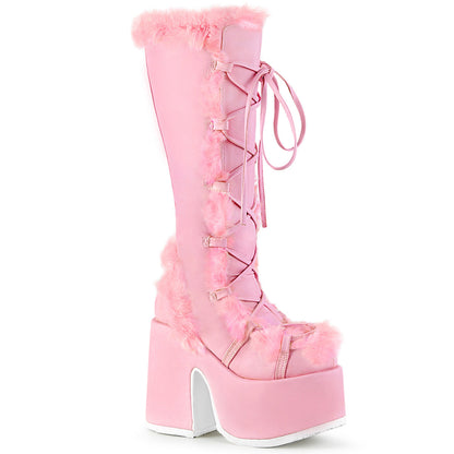 Demonia Camel-311 Platform Lace-Up Knee High Boot