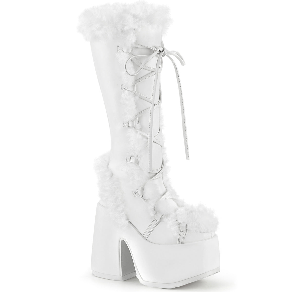Demonia Camel-311 Platform Lace-Up Knee High Boot