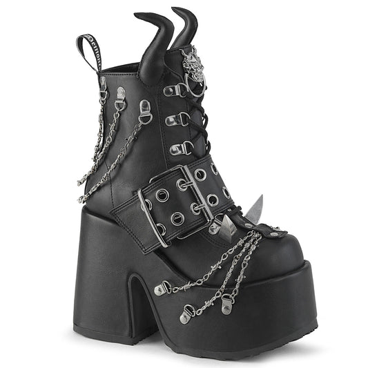 Demonia Camel-64 Ankle Boot W/Devil Horn Design