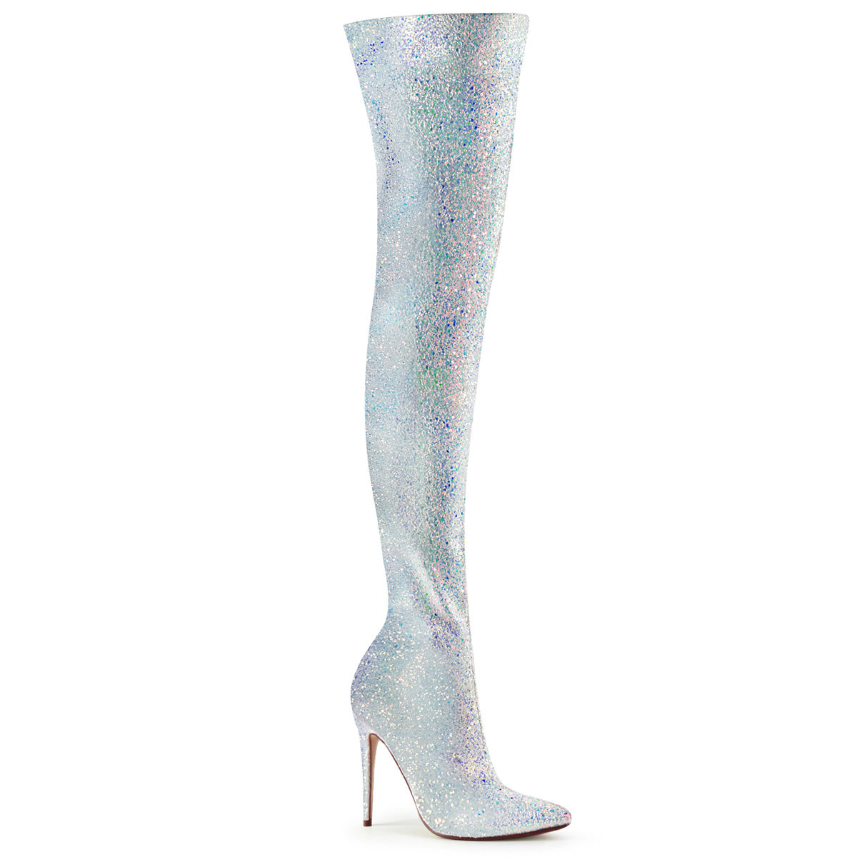 Pleaser Courtly-3015 Glittery Thigh High Boot