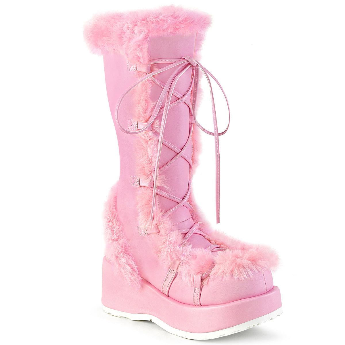 Demonia Cubby-311 Lace-Up Mid-Calf Boot W/Faux Fur