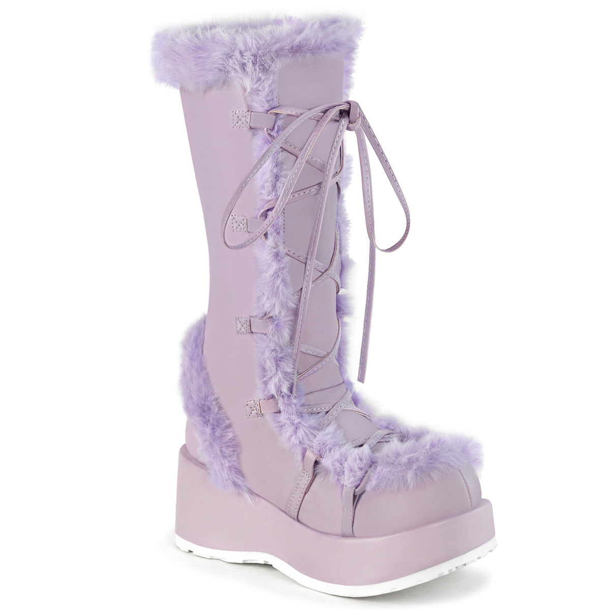 Demonia Cubby-311 Lace-Up Mid-Calf Boot W/Faux Fur