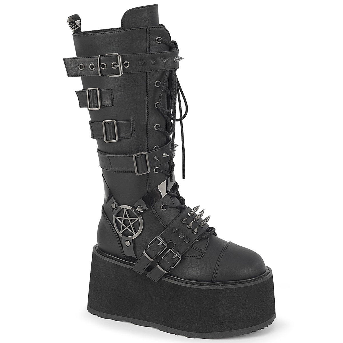 Demonia Damned-230 Platform Lace-Up Front Knee High Boot