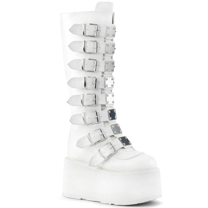 Demonia Damned-318 Buckle Strap Knee High Boots