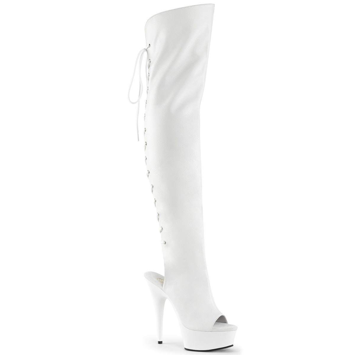 Pleaser Stripper Boots Delight-3019 Open Toe/Heel Thigh High Boot