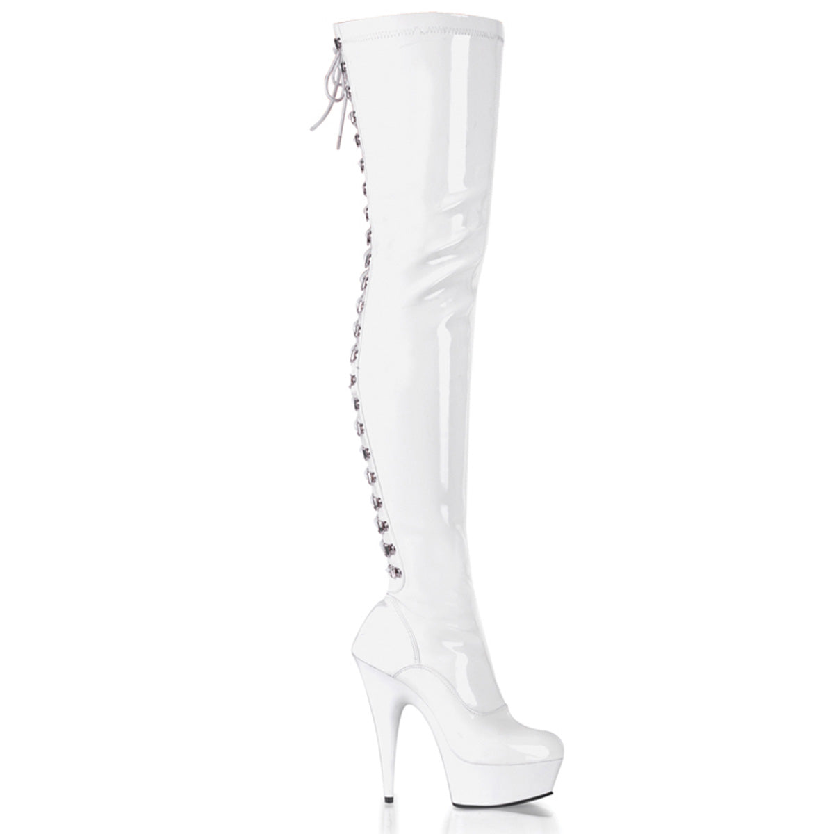 Pleaser Delight-3063 Back Lace Up Platform Thigh High Boots