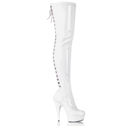 Pleaser Delight-3063 Back Lace Up Platform Thigh High Boots