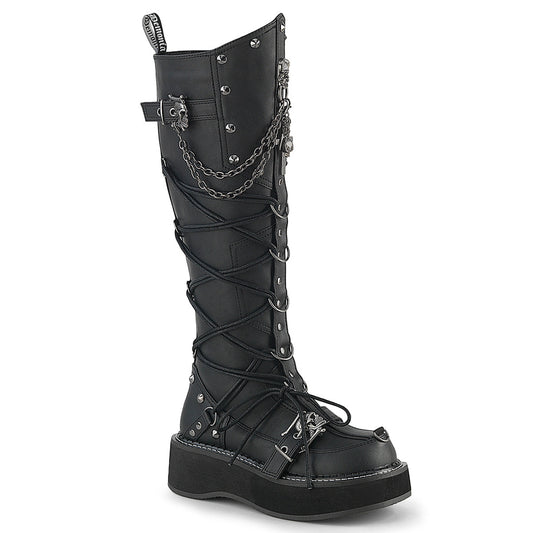 Demonia Emily-221 Knee High Boot W/Skull Buckle Strap